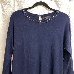 Mid-length navy blue woman’s sweater dress, size 8